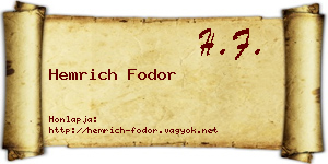 Hemrich Fodor névjegykártya